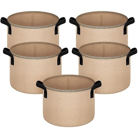 Ipower Grow Bag, 7-gallon, 5-pack, Tan, 5PK GLGROWBAG7X5TAN